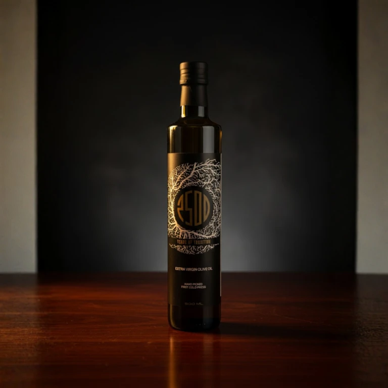 OLYFO Gold extra virgin olive oil bottle, 2500 Years of Tradition